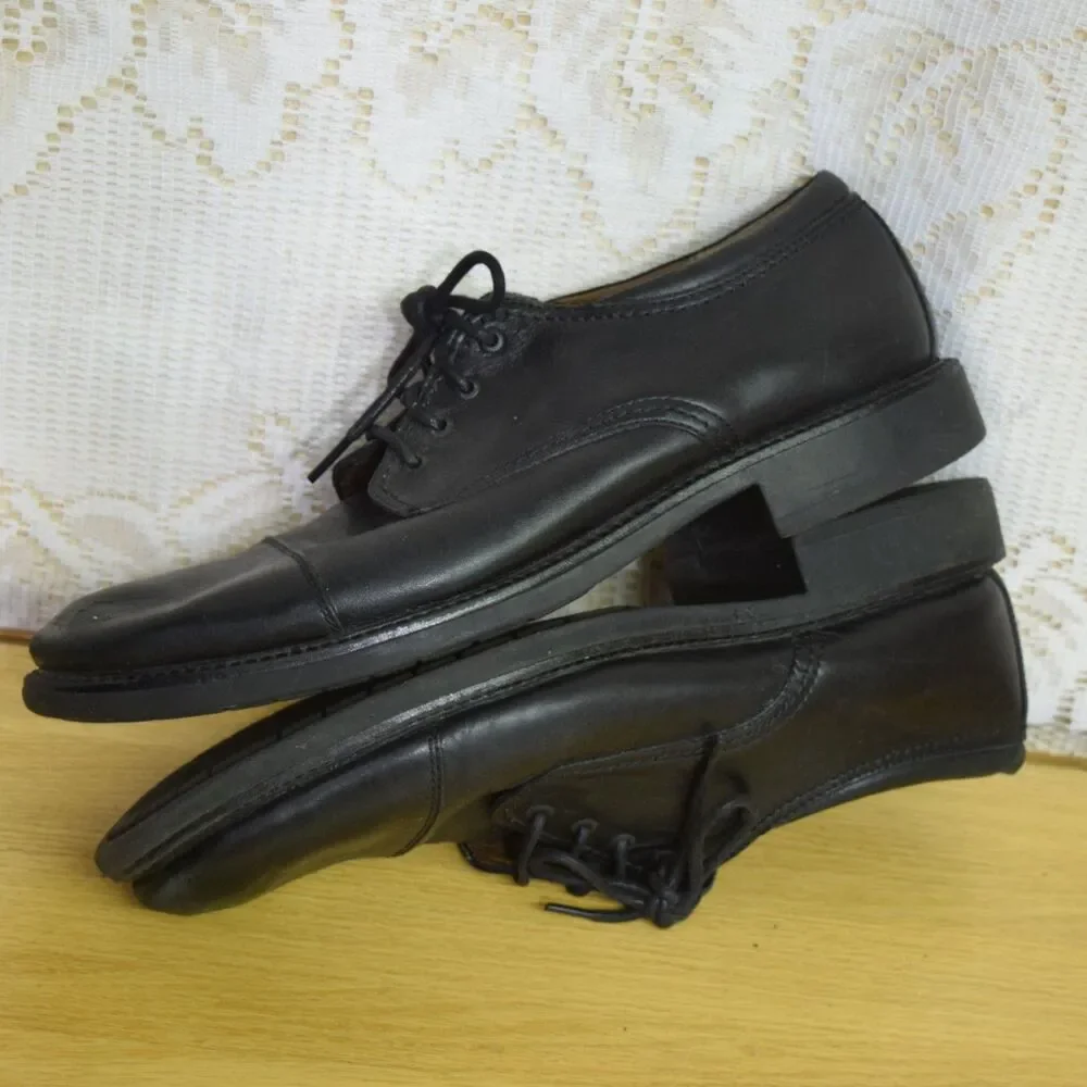 Dockers Mens Size 12 M 090-2214 Captoe Oxford Black Leather Lace Up Dress Shoes